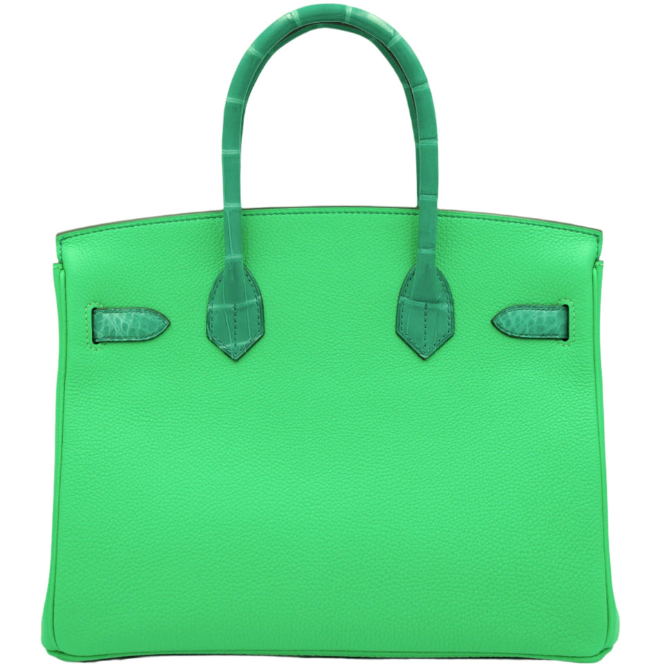 Hermes Touch Birkin 30 Vert Jade Matte Nilo Crocodile and Vert Comics Togo Palladium Hardware