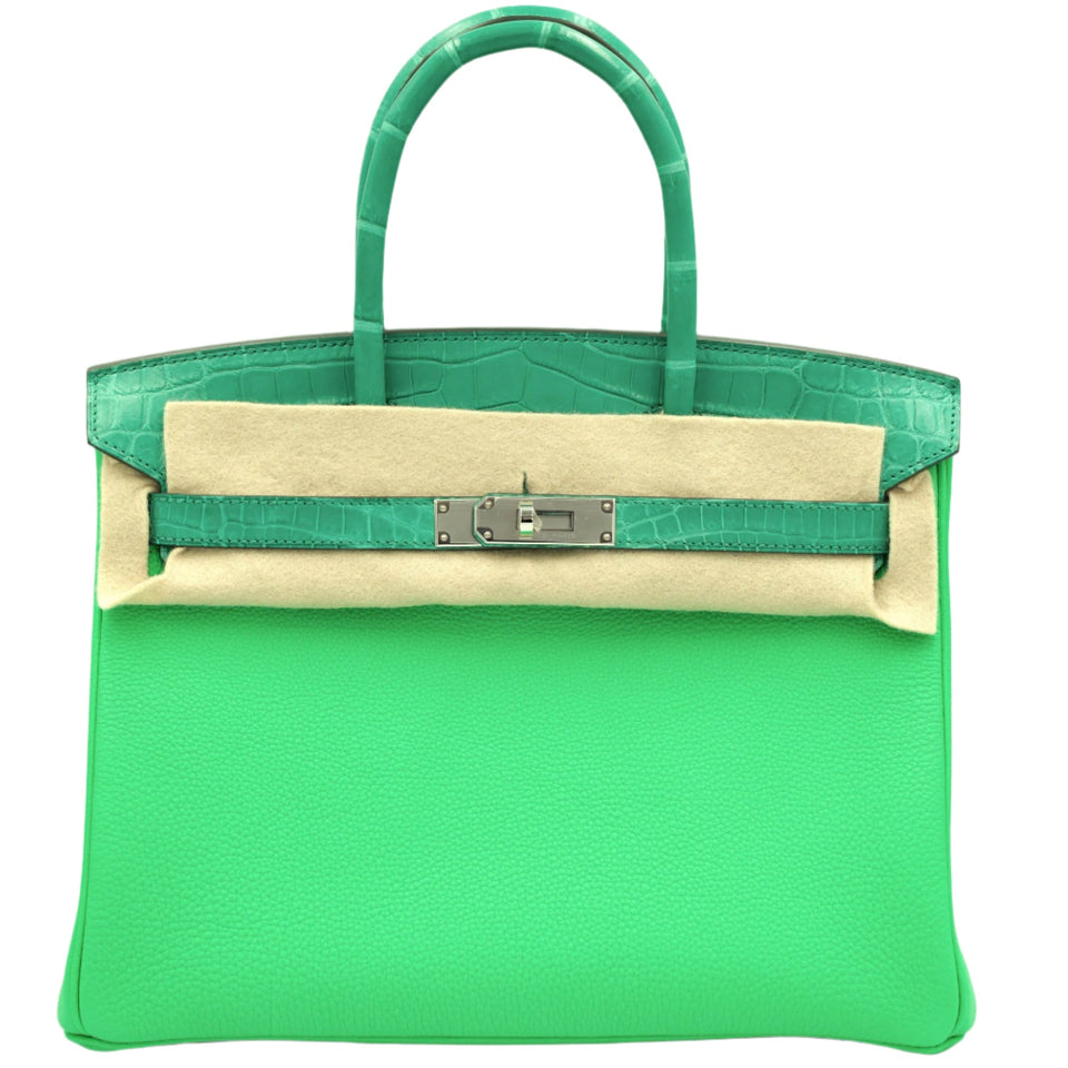 Hermes Touch Birkin 30 Vert Jade Matte Nilo Crocodile and Vert Comics Togo Palladium Hardware
