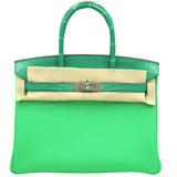 Hermes Touch Birkin 30 Vert Jade Matte Nilo Crocodile and Vert Comics Togo Palladium Hardware