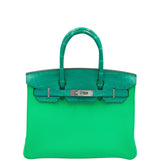 Hermes Touch Birkin 30 Vert Jade Matte Nilo Crocodile and Vert Comics Togo Palladium Hardware