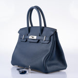 HermesVerso Birkin 30 Blue de Prusse and Mykonos Clemence Leather Palladium Hardware