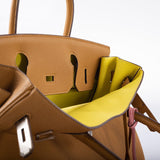 HermesVerso Birkin 30 Caramel Togo and Lime Palladium Hardware