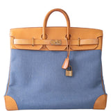 Hermes Vintage HAC Birkin 50 Denim and Naturelle Vache Liegee with Gold