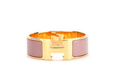 Hermes CLIC CLAC H ENAMEL WIDE GOLD PLATED CUFF BRACELET