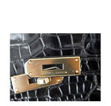 HermesBirkin 35 Black Porosus Crocodile Bag GHW