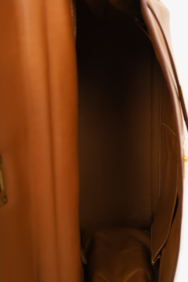 Hermes 1991 Brown Gulliver Leather Kelly Retourne 35 with Strap