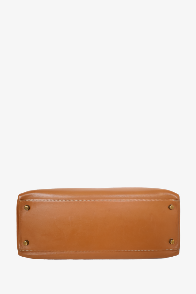 Hermes 1991 Brown Gulliver Leather Kelly Retourne 35 with Strap