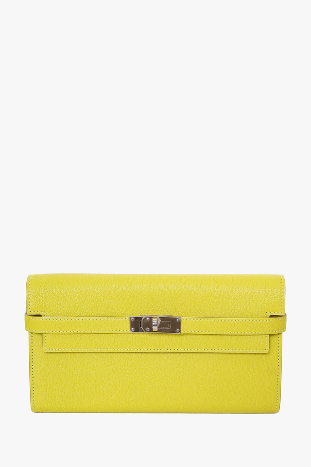 Hermes 2017 Yellow Chevre Leather Kelly Wallet