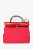 Hermes 2022 Red/Pink Canvas/Leather Toile Militaire Laque Herbag 31
