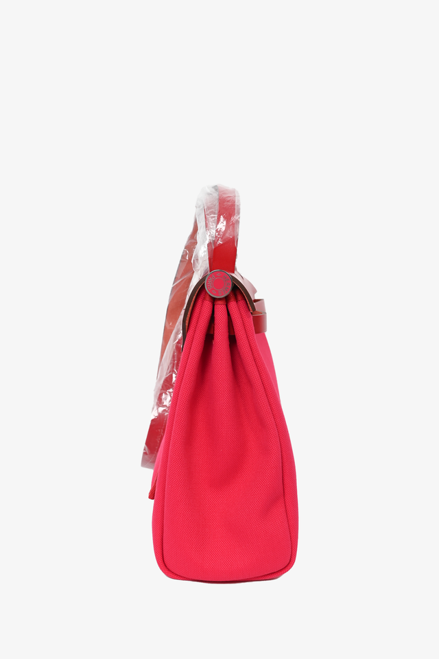 Hermes 2022 Red/Pink Canvas/Leather Toile Militaire Laque Herbag 31