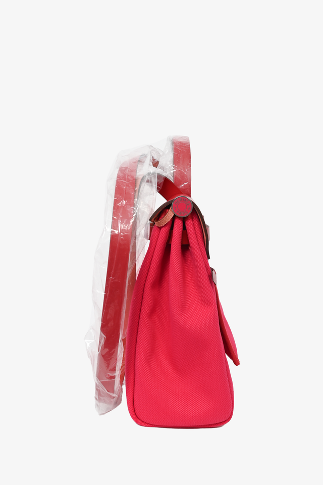 Hermes 2022 Red/Pink Canvas/Leather Toile Militaire Laque Herbag 31