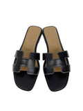 Hermes Black Oran Sandals 37.5