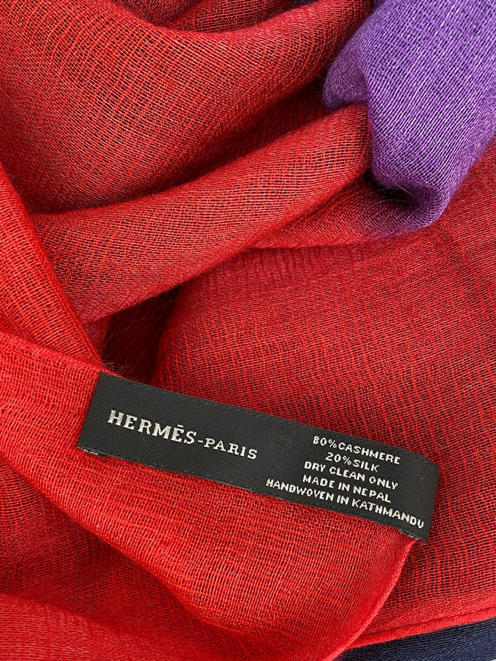 Hermes Black Red Purple GM Ring Shawl Scarf