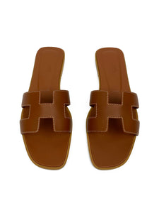 Hermes Gold Oran Sandals 38