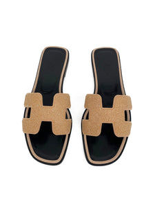 Hermes Crystal Pale Pink Oran Sandals 37.5