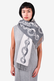 Hermes Grey Chain Printed Double Face Cashmere Fringe Scarf