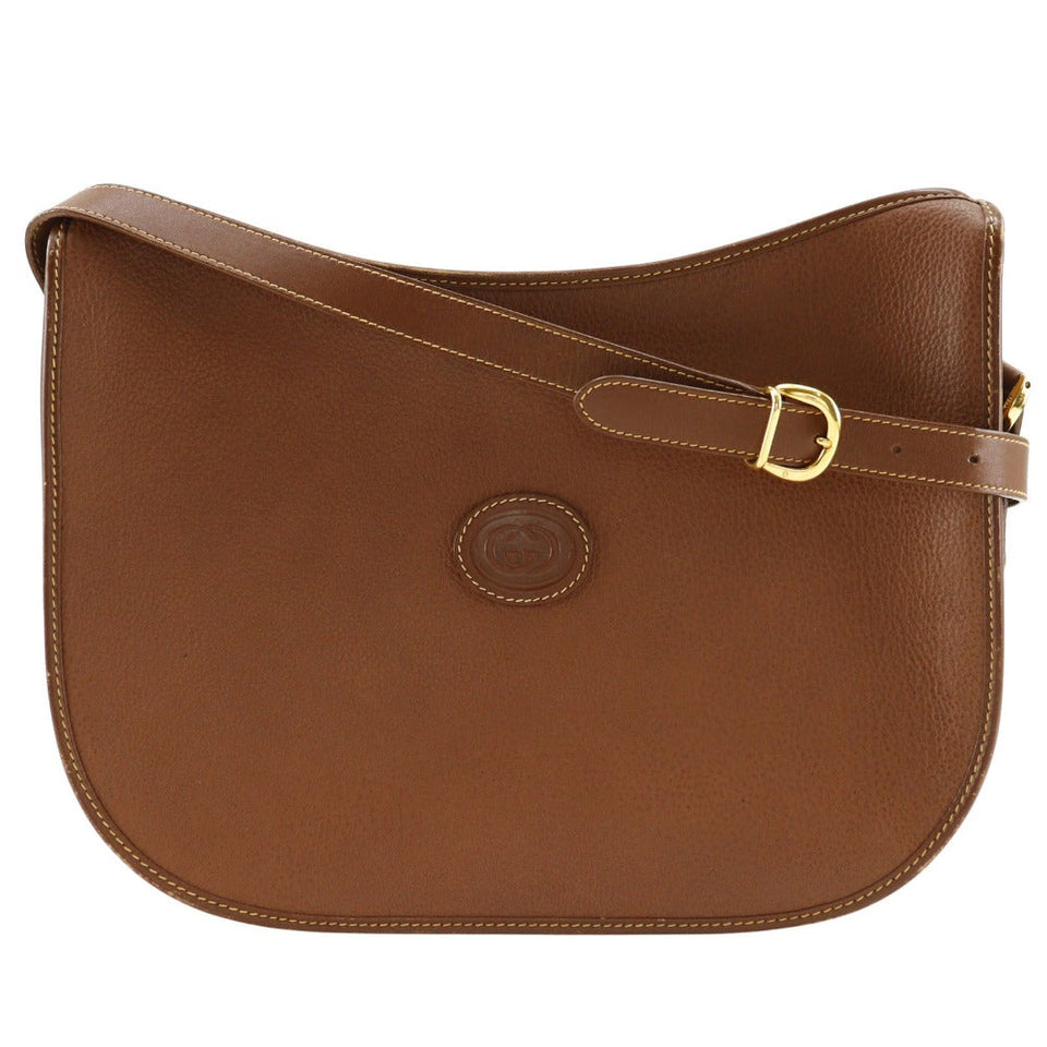 Gucci Shoulder Bag 001.084.1036 Calfskin Brown Old Gucci Interlocking G