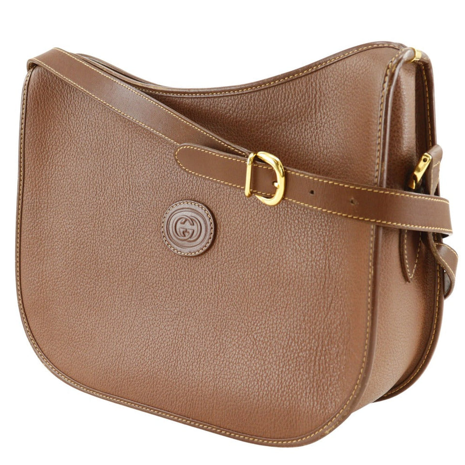 Gucci Shoulder Bag 001.084.1036 Calfskin Brown Old Gucci Interlocking G
