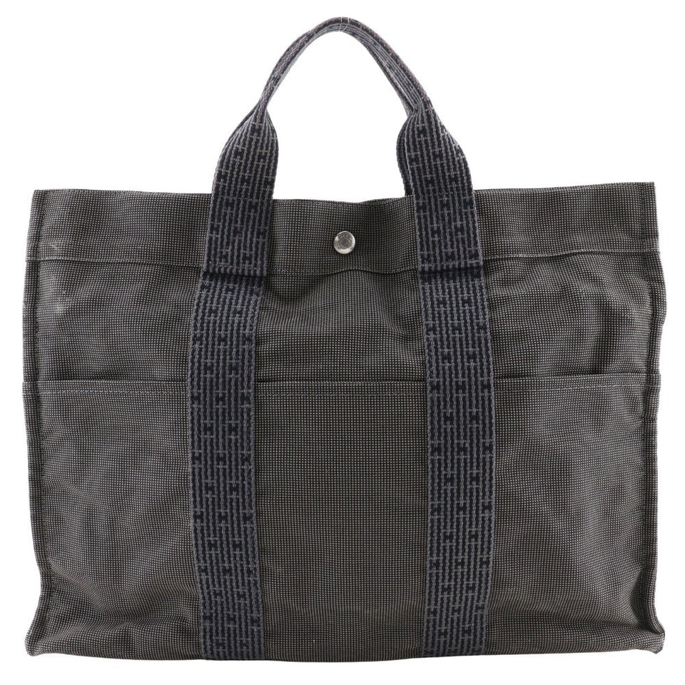 Hermes Handbag Nylon canvas gray Her LineTote MM unisex(Unisex)