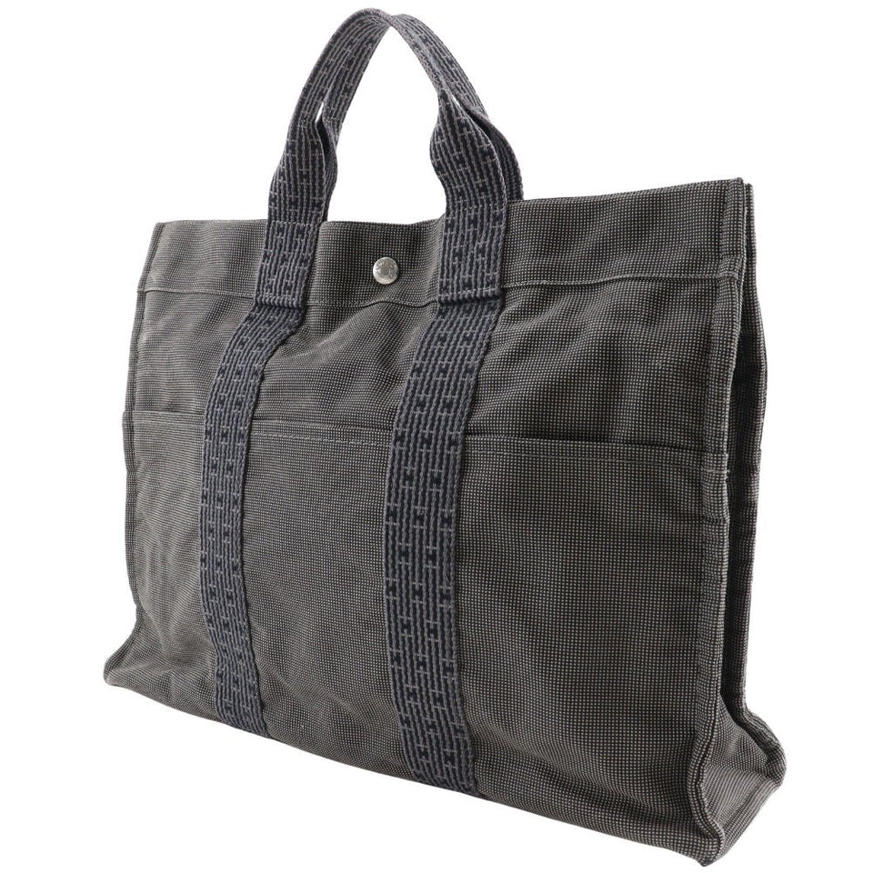 Hermes Handbag Nylon canvas gray Her LineTote MM unisex(Unisex)