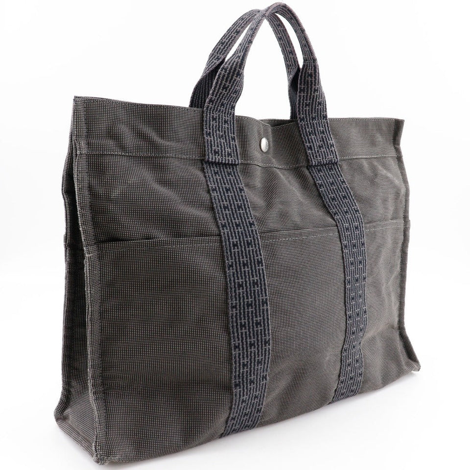 Hermes Handbag Nylon canvas gray Her LineTote MM unisex(Unisex)