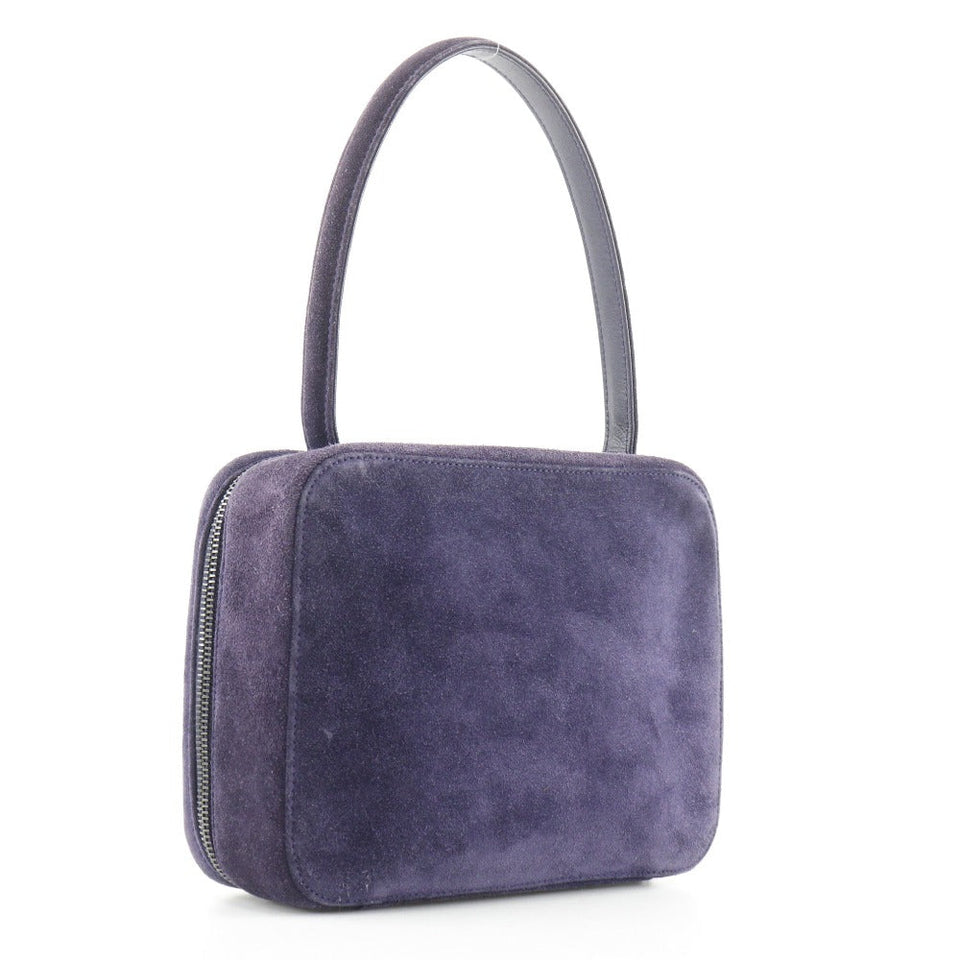Chanel Suede One Handle Handbag Purple