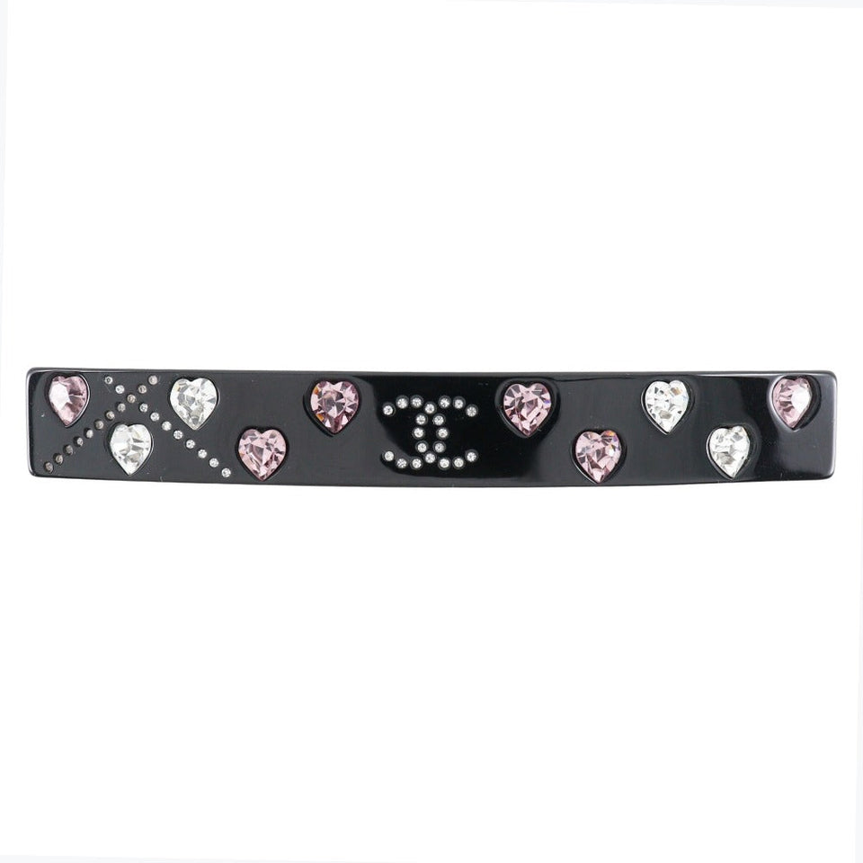 Chanel Coco Mark Heart Barrette Plastic Rhinestone