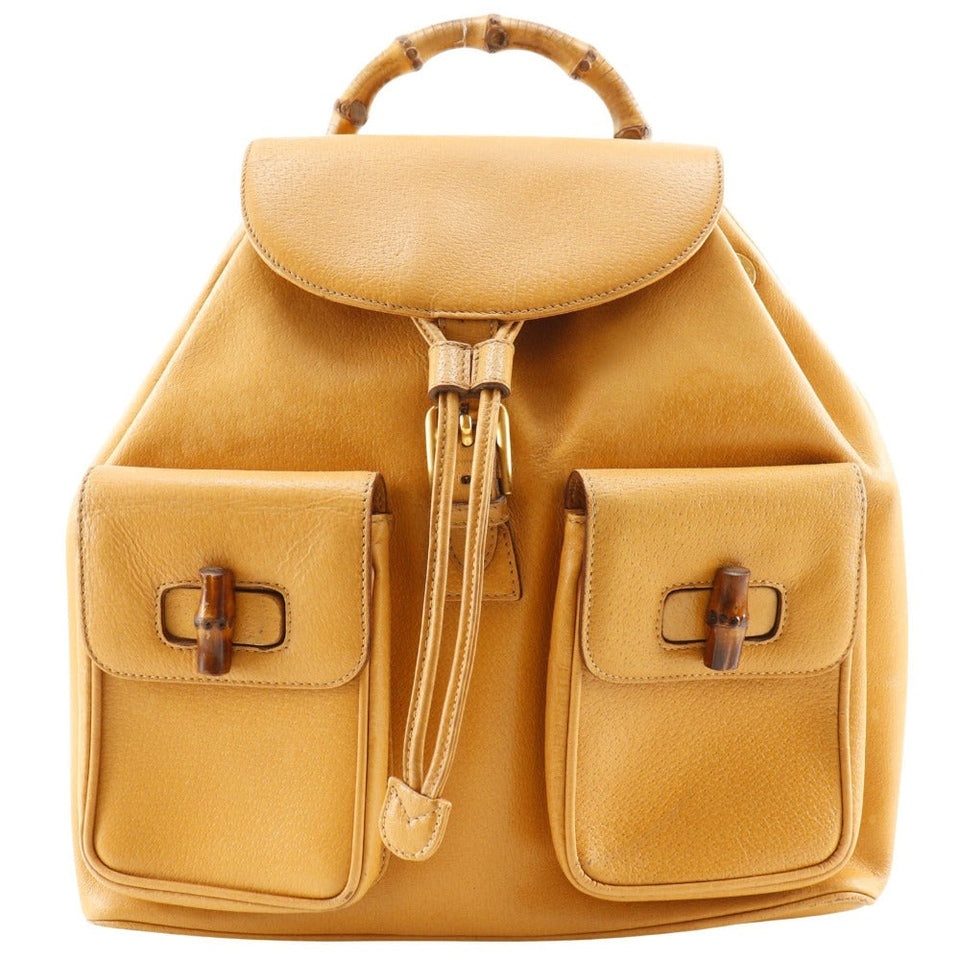 Gucci Backpack 003.2058.0016 Calfskin yellow Bamboo Backpack
