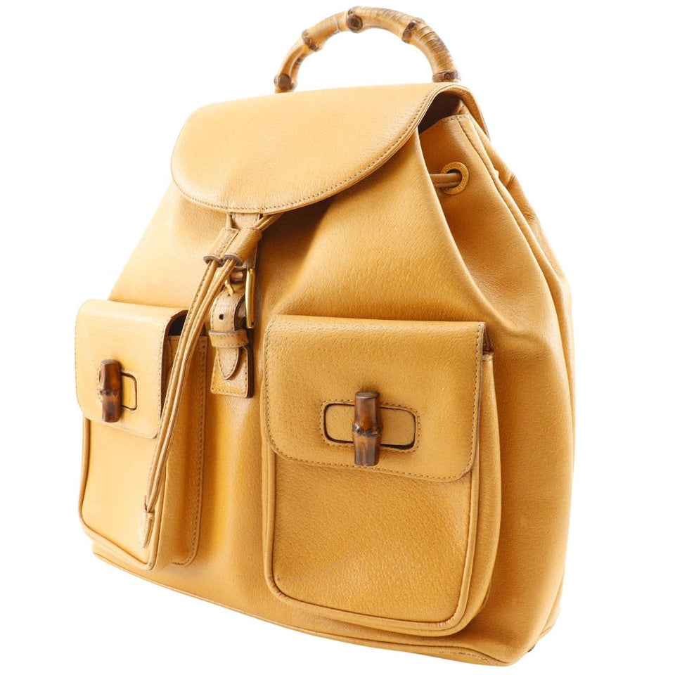 Gucci Backpack 003.2058.0016 Calfskin yellow Bamboo Backpack