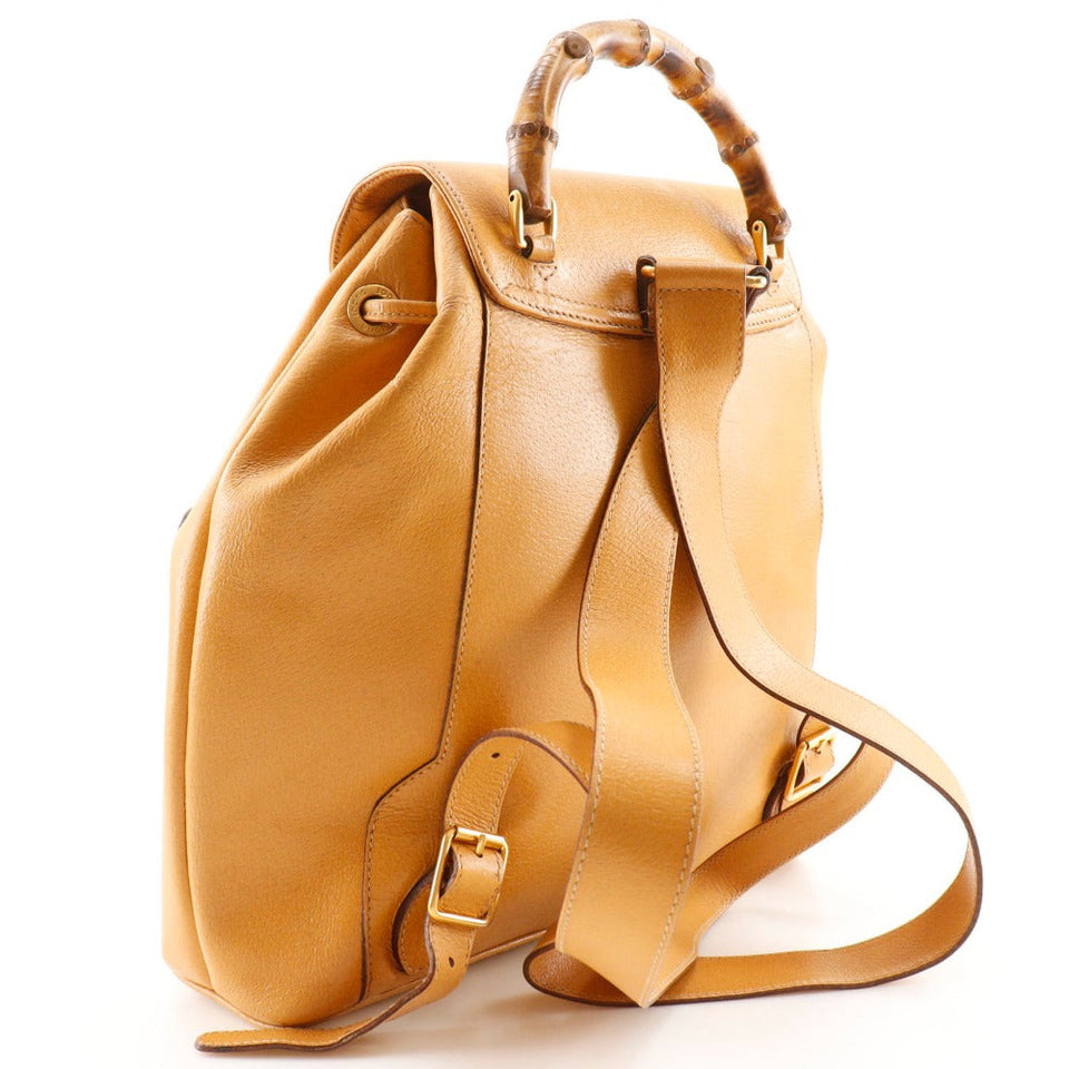 Gucci Backpack 003.2058.0016 Calfskin yellow Bamboo Backpack