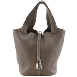 Hermes Handbag Taurillon Clemence Brown Picotan Rock 18 PM Women