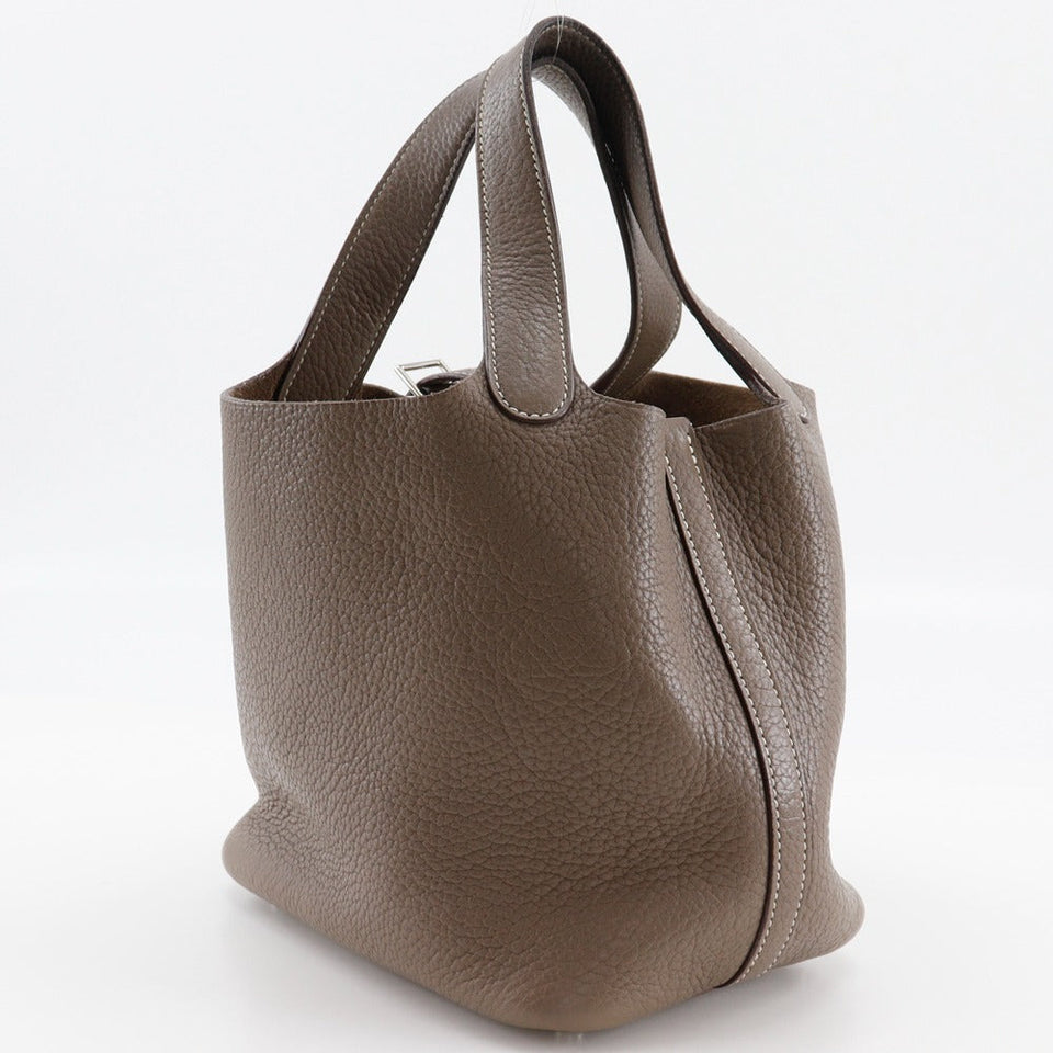 Hermes Handbag Taurillon Clemence Brown Picotan Rock 18 PM Women
