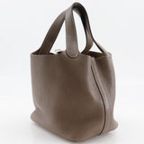 Hermes Handbag Taurillon Clemence Brown Picotan Rock 18 PM Women
