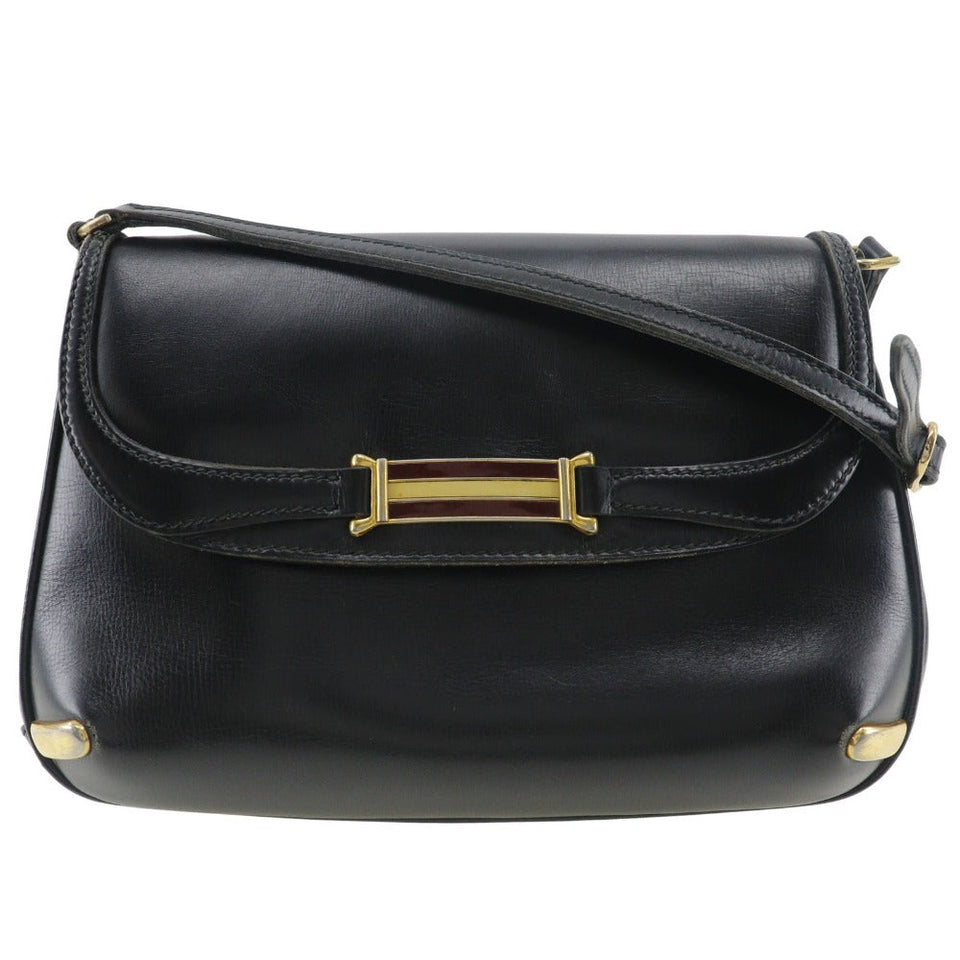 Gucci Shoulder Bag Calfskin black Sherry line Old Gucci