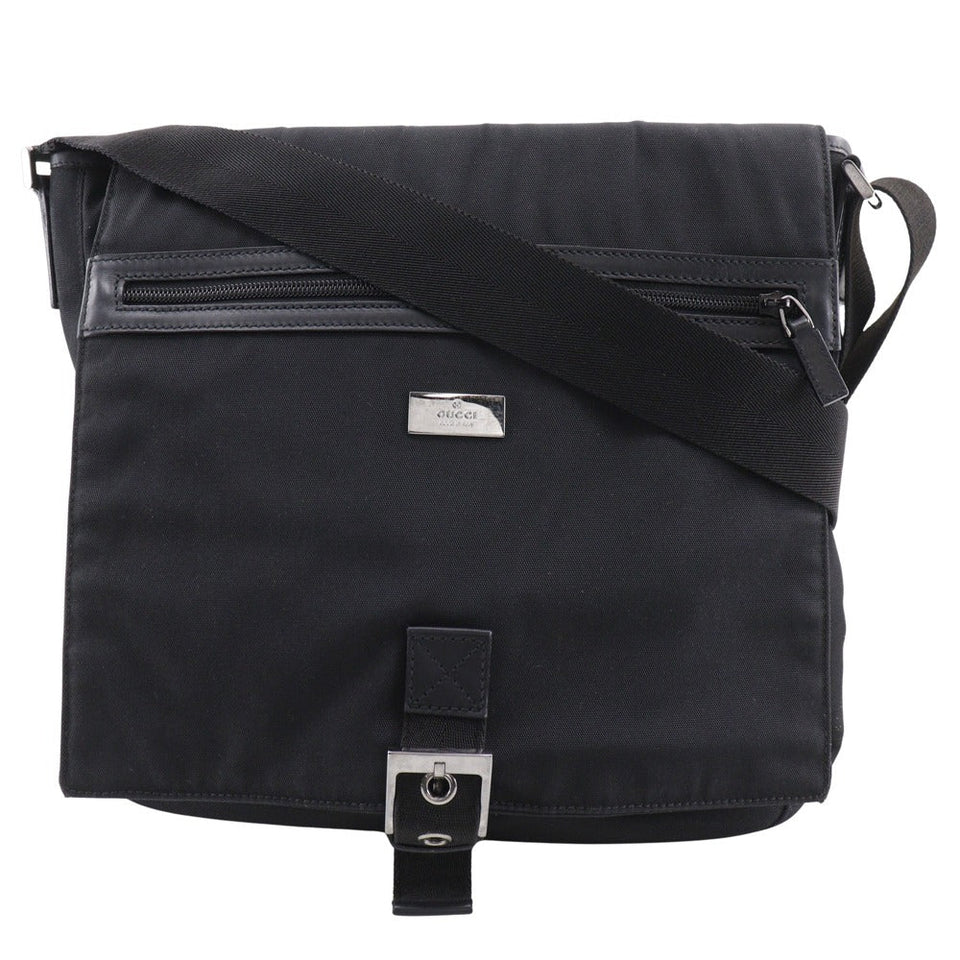 Gucci Shoulder Bag 141194 Nylon canvas black unisex(Unisex)