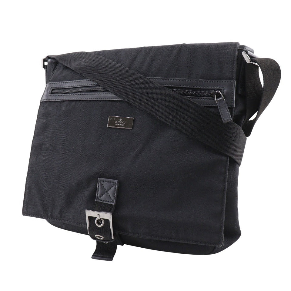 Gucci Shoulder Bag 141194 Nylon canvas black unisex(Unisex)