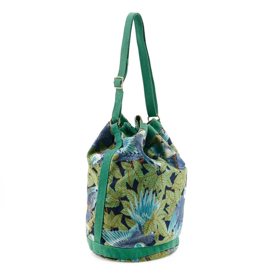 Hermes Shoulder Bag cotton Green Botanical Pattern Bird Pattern one belt Women