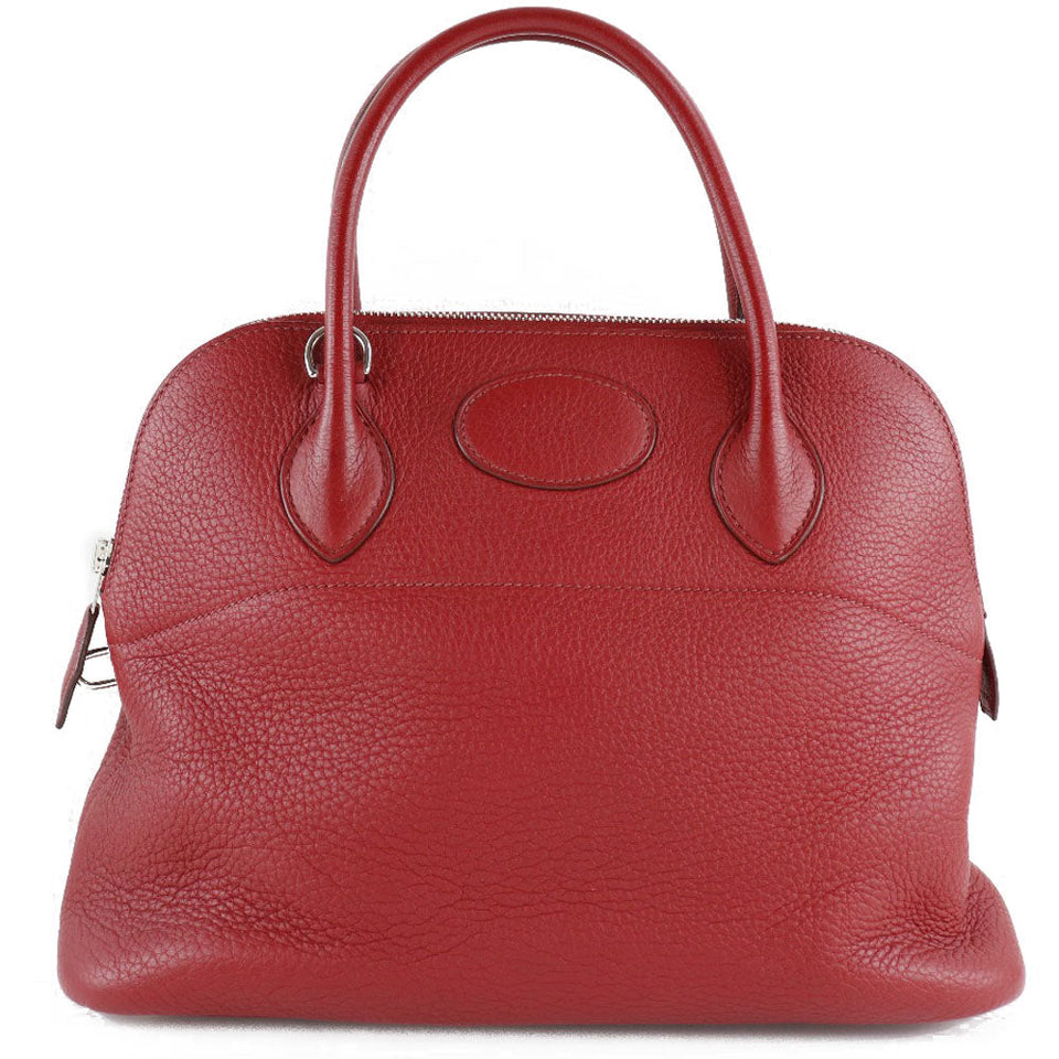 Hermes Handbag Taurillon Clemence Red Bored 31 Women