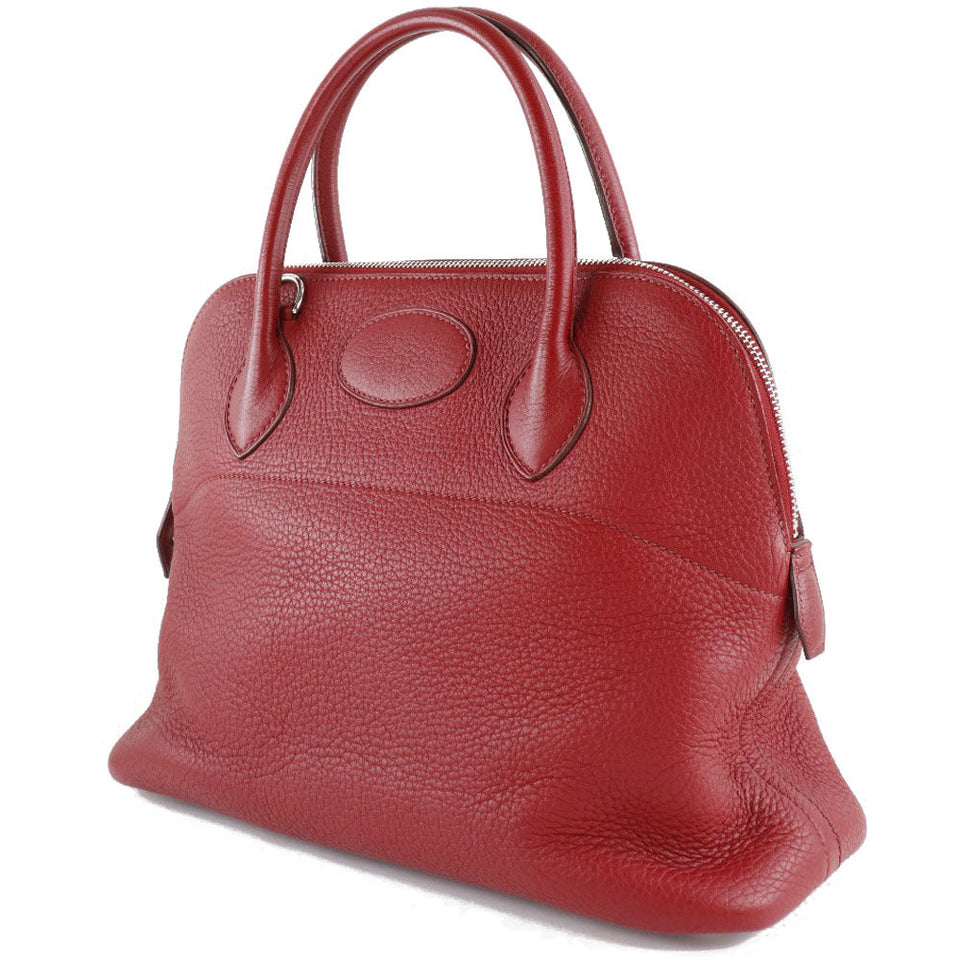 Hermes Handbag Taurillon Clemence Red Bored 31 Women