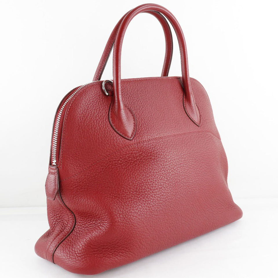 Hermes Handbag Taurillon Clemence Red Bored 31 Women