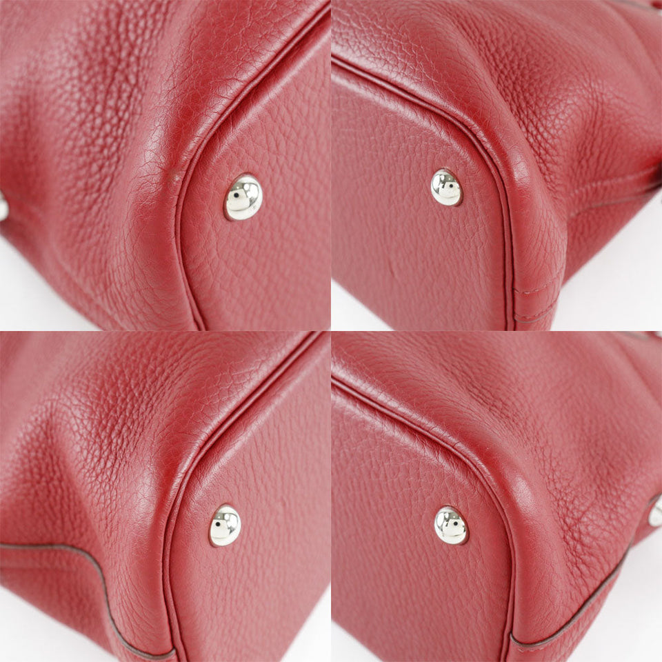 Hermes Handbag Taurillon Clemence Red Bored 31 Women