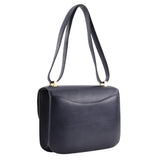 Hermes Shoulder Bag Box scarf Navy/Gold Metal Constance 24 Women