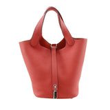 Hermes Handbag Taurillon Clemence Pink/Silver Metal Picotan Rock 18 PM Women