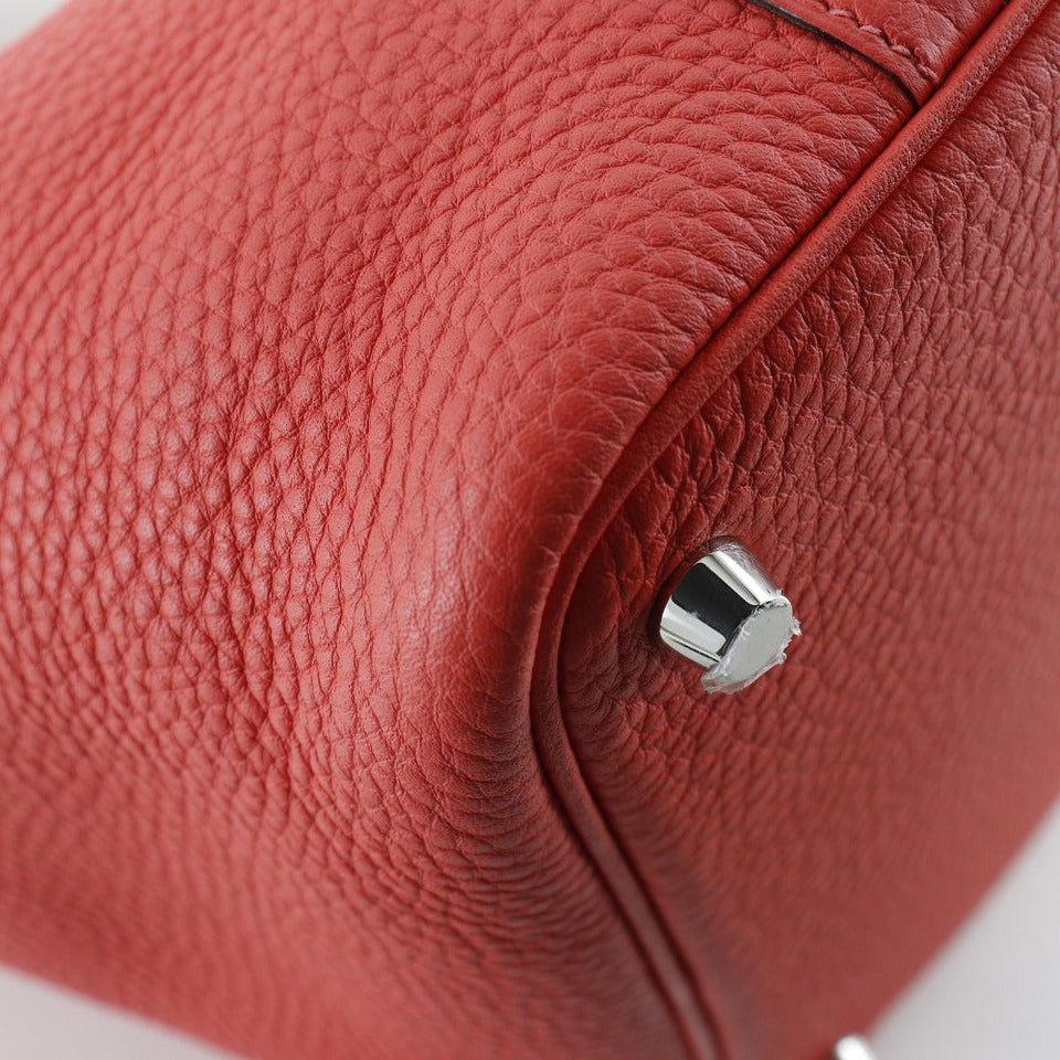 Hermes Handbag Taurillon Clemence Pink/Silver Metal Picotan Rock 18 PM Women