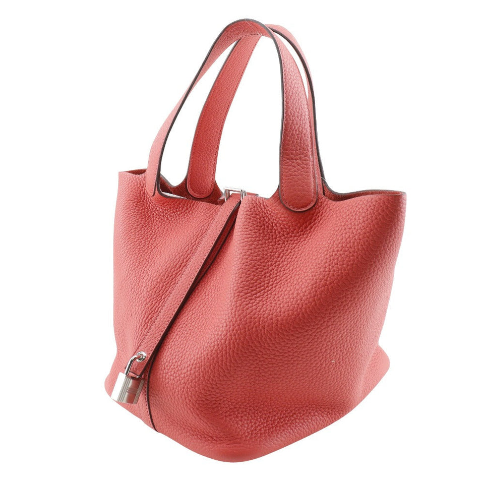 Hermes Handbag Taurillon Clemence Red Picotan Lock 22 MM Women