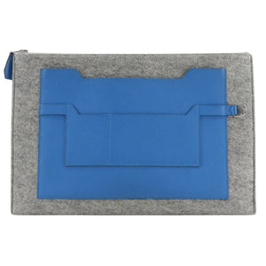 Hermes Clutch bag Felt, Epsom Blue / gray Too Doo 37 unisex(Unisex)
