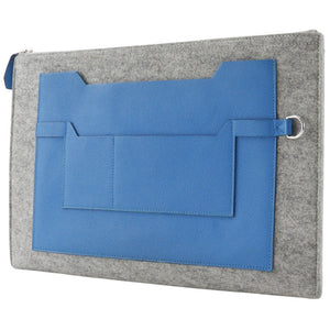 Hermes Clutch bag Felt, Epsom Blue / gray Too Doo 37 unisex(Unisex)