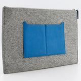 Hermes Clutch bag Felt, Epsom Blue / gray Too Doo 37 unisex(Unisex)