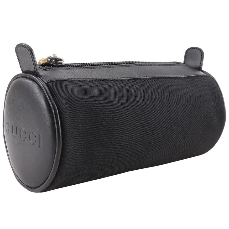 Gucci Pouch Nylon canvas black Bamboo unisex(Unisex)