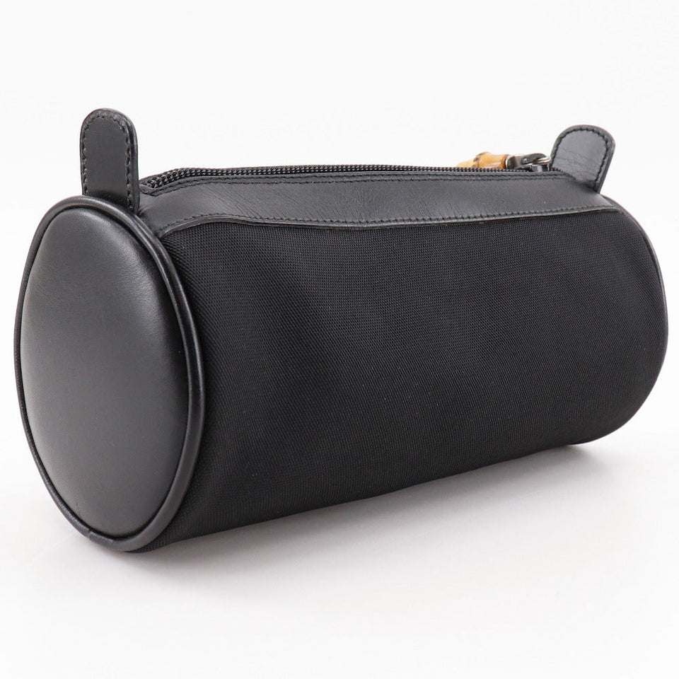 Gucci Pouch Nylon canvas black Bamboo unisex(Unisex)